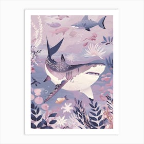 Purple Thresher Shark Illustration 1 Art Print