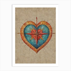 Heart With Compass Art Print