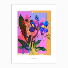 Bluebonnet 1 Neon Flower Collage Poster Art Print