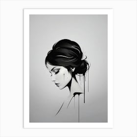 Girl With Dripping Hair Art Print