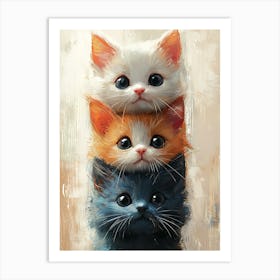 Cute Cats Stacked Together 8 Art Print