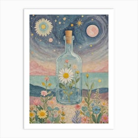 Flower Message In A Bottle Art Print