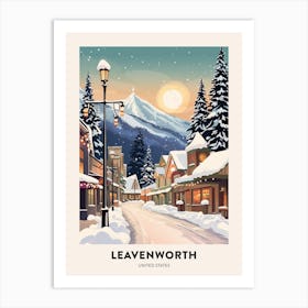 Vintage Winter Travel Poster Leavenworth Washington 2 Art Print