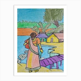 Lady By The Water Art Print