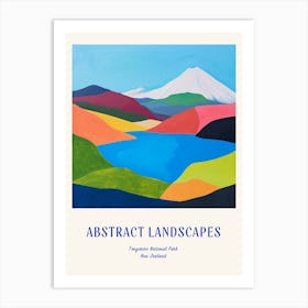 Colourful Abstract Tongariro National Park New Zealand 4 Poster Blue Art Print
