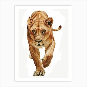 African Lion Lioness On The Prowl Clipart 4 Art Print