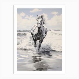 A Horse Oil Painting In Seven Mile Beach, Grand Cayman, Portrait 2 Art Print