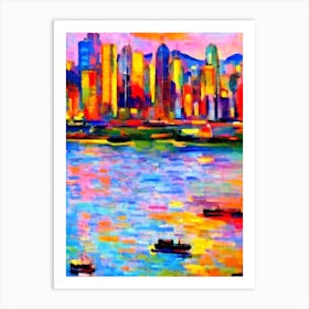 Hong Kong Victoria Harbour Hong Kong Brushwork Painting harbour Art Print