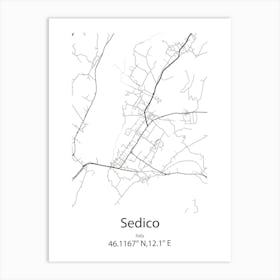 Sedico,Italy Minimalist Map Art Print