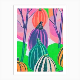 Kabocha Squash 2 Risograph Retro Poster vegetable Art Print