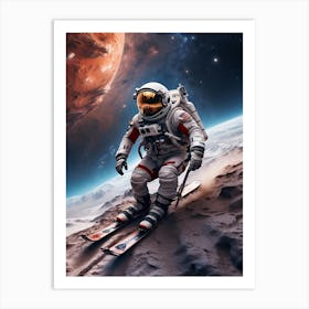 Astronaut Skis In Space Art Print