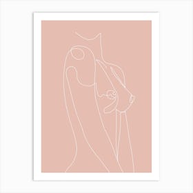 Female Chest Line Pink Art Print