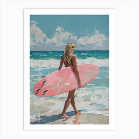 Pink Surfboard Art Print