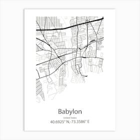 Babylon,United States Minimalist Map 1 Art Print