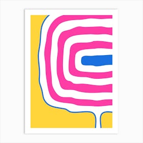Retro Pop Atomic Rings Yellow Blue and Pink 1 Art Print