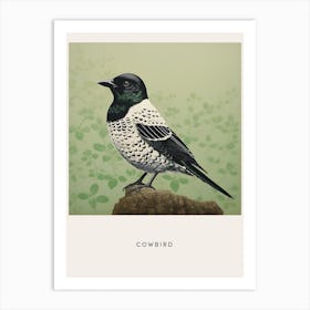 Ohara Koson Inspired Bird Painting Cowbird 3 Poster Art Print