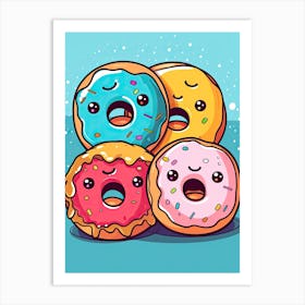 Kawaii Donuts Singing Art Print