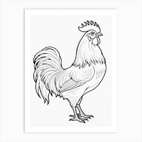 Rooster Chicken Coloring Page Bird Wildlife Animal Drawing Art Print