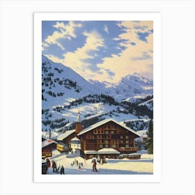 Lech Zürs, Austria Ski Resort Vintage Landscape 1 Skiing Poster Art Print
