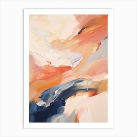 Navy And Orange Autumn Abstract Painting 4 Art Print