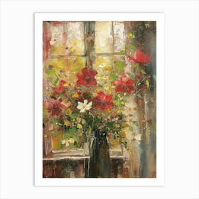 Hibiscus Flowers On A Cottage Window 3 Art Print
