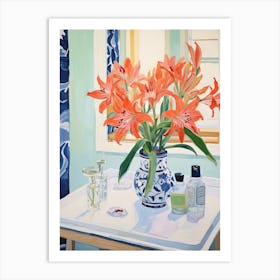 Bathroom Vanity Painting With A Amaryllis Bouquet 4 Art Print