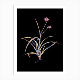 Stained Glass Spiderwort Mosaic Botanical Illustration on Black Art Print