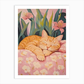 Cat Sleeping Art Print