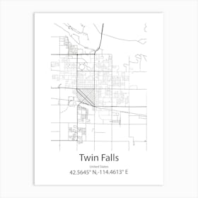 Twin Falls,United States Minimalist Map Poster