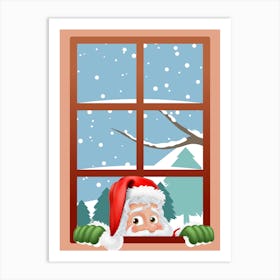 Peeping Santa Claus Art Print