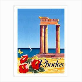 Rhodos, Greece, Ancient Architecture On The Coast Art Print