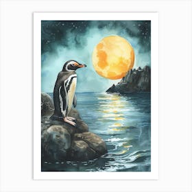 Humboldt Penguin Half Moon Island Watercolour Painting 1 Art Print