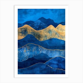 Blue And Gold Mountains 3 Art Print