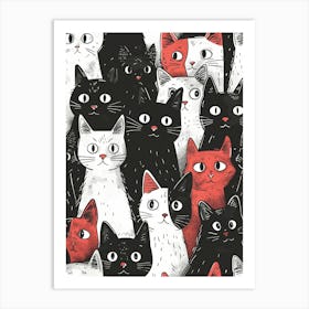 Perfectly Repeatable Artwork With Cute Cat Faces 67 Art Print