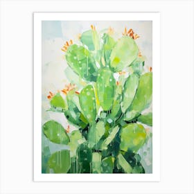 Green Abstract Cactus Painting 4 Art Print