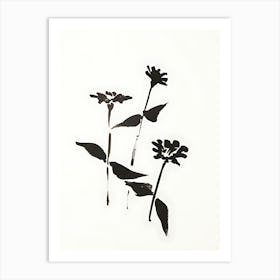 Three Flowers In Black And White Art Print