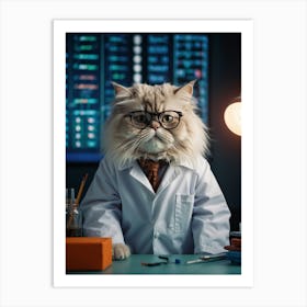 Cat In Lab Coat Art Print