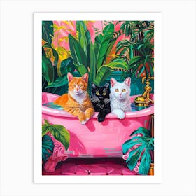 Three cats in the bathtub Art Print