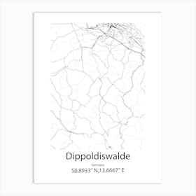 Dippoldiswalde,Germany Minimalist Map Art Print