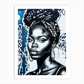 Graffiti Mural Of Beautiful Black Woman 219 Art Print