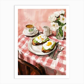 Pink Breakfast Food Poached Eggs 2 Art Print