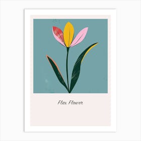 Flax Flower 2 Square Flower Illustration Poster Art Print