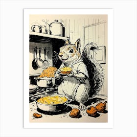 Squirrel In The Kitchen 2 Art Print