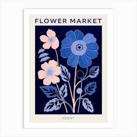 Blue Flower Market Poster Peony 4 Art Print