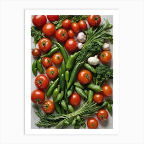 Fresh Vegetables Tomatoes Peppers Chilis Kitchen Wall Art 3 Art Print