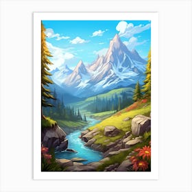 Mountains Cartoon 3 Art Print