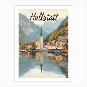 Aihrgdesign A Classic 1960s Travel Poster For Hallstatt 2 Art Print