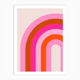 Retro Rainbow Arch Pink And Orange Art Print