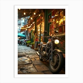 Motorcycle Parked On The Street 1 Art Print