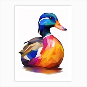 Colourful Geometric Bird Mallard Duck 3 Art Print